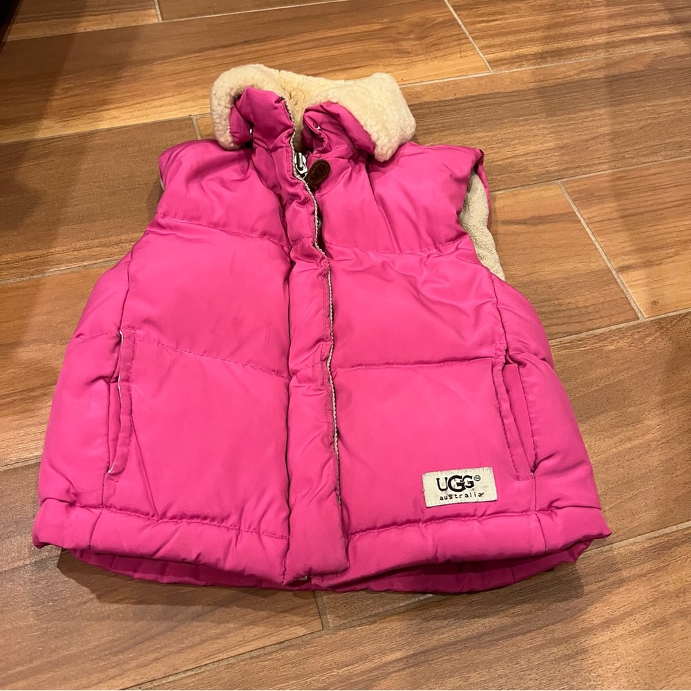 Vintage UGG Australia Girls Toddler Pink Fleece Puffer Vest size 3T
